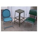 Vintage Industrial Stool, Chair & 1940