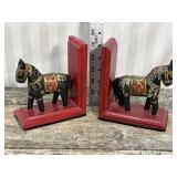 Wooden horse bookends