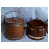 Vintage Staved Wood Firkin Sugar Bucket & Wooden