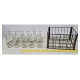 Milk bottles with crate