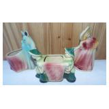 Hull USA small planters. Lot of 3 circa 1960