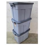 3 Rubbermaid tubs with lids