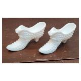 2 Fenton Milk Glass Hobnail Milk Glass Cat in