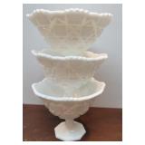 3pcs Vintage Westmoreland old quilt Milk Glass -