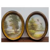 2 Oval Paintings On Masonite