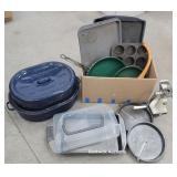 Box kitchenware - pans, roaster, rival food Mill,