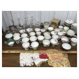 Teacups & Saucers, candle holders, snow globe,