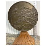 Asian relief bronze herons and landscape