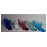 5 Vintage FENTON Art Glass Shoes 6" long No