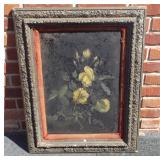 Antique framed painting on metal. Frame and