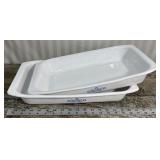 2 large Cornflower blue Corning pans