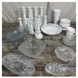 Box Glass wares - milk glass and press cut *some