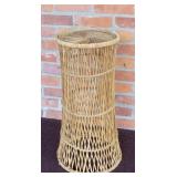 Mid Century Rattan Wicker Plant Stand 23 1/2"