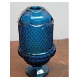 fairy lamp blue Viking Glass diamond point votive