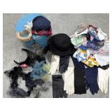 Vintage ladies hats, gloves and hankies, and hat