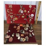2 Trays costume pins/brooches - trays included
