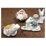 Miniatures - deer, frog pincushion, & basket