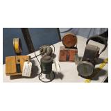 Wall hanging oil lamp, Tioga marker lights, etc