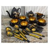 Black Lacquerware tea set cups and saucers *not