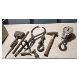 Pulleys, hammer, chisels from Railroad estate