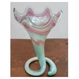 Sooner art glass face - pink & greenish