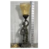 Metal figure French lamp - woman gathering