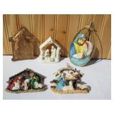 Group of Nativity scene ornaments. Porcelain,