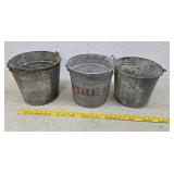 3 Galvanized buckets