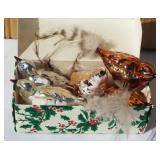 Vintage mercury glass clip on birds with feather