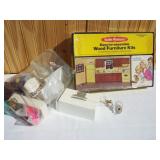 Lot of dollhouse-miniatures, furniture, kitchen,