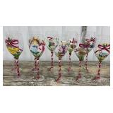10 hand painted Christmas wine glasses