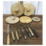 Crock Lids & early flatware *not perfect