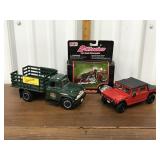 Metal toy truck, Hummer, motorcycle