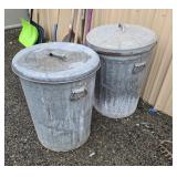 2 Galvanized Trash Cans