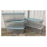 5 Shoe Box Bins With Lids Approx. 12x6