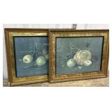 Pair fruit prints gilded frames