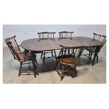 Cherry drop leaf table, 4 leaves, 5 chairs