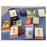 Bag of Hallmark ornaments, snowbabies, hand