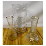 Federal Glass and Hoosier Glass vases. Tallest is