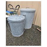 2 Galvanized Trash Cans