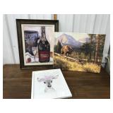 Bear print, Wine print on board, deer print