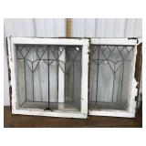 2 Leaded Glass Window Panes