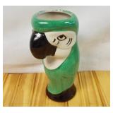 MCM painted parrot vase. 8.25" tall
