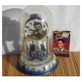 Elvis domed anniversary clock and trading cards.