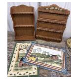 2 wooden spoon racks, and 2 hanging Americana