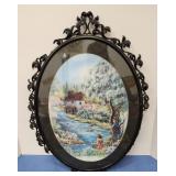 Oval frame metal damage print