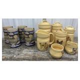 Butterfly canister and cream and sugar and