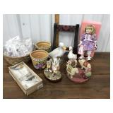 Planters, Goose figures, porcelain doll, small
