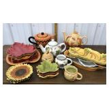 Pretty fall teapots, cups, plates, bowls etc *not