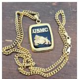 USMC Marine Corp Bulldog Semper Fi Onyx 925